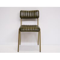 Esszimmerstuhl mit grünem gesteppten Ledersitz - Büffelleder 4er Set