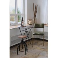 Esszimmerstuhl mit grünem gesteppten Ledersitz - Büffelleder 4er Set