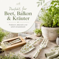 BOLTZE Gartenwerkzeug Fago 2-teilig – Gartenschaufel & Handgabel mit Blattmuster