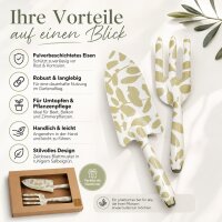 BOLTZE Gartenwerkzeug Fago 2-teilig – Gartenschaufel & Handgabel mit Blattmuster