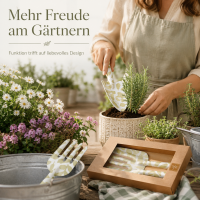 BOLTZE Gartenwerkzeug Fago 2-teilig – Gartenschaufel & Handgabel mit Blattmuster