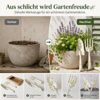 BOLTZE Gartenwerkzeug Fago 2-teilig – Gartenschaufel & Handgabel mit Blattmuster