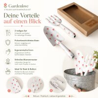 BOLTZE Gartenwerkzeug Gardenlove 2-teilig – Schaufel & Handgabel mit Blumenmuster