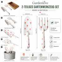 BOLTZE Gartenwerkzeug Gardenlove 2-teilig – Schaufel & Handgabel mit Blumenmuster