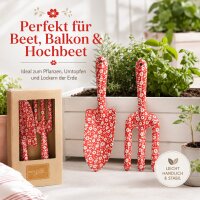 BOLTZE Gartenwerkzeug Lilly 2-teilig – Schaufel & Handgabel mit Blumenmuster