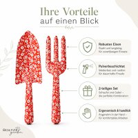 BOLTZE Gartenwerkzeug Lilly 2-teilig – Schaufel & Handgabel mit Blumenmuster