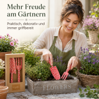 BOLTZE Gartenwerkzeug Lilly 2-teilig – Schaufel & Handgabel mit Blumenmuster