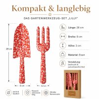 BOLTZE Gartenwerkzeug Lilly 2-teilig – Schaufel & Handgabel mit Blumenmuster