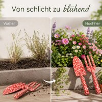 BOLTZE Gartenwerkzeug Lilly 2-teilig – Schaufel & Handgabel mit Blumenmuster