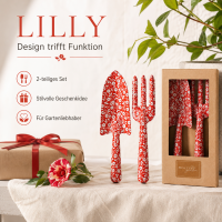 BOLTZE Gartenwerkzeug Lilly 2-teilig – Schaufel & Handgabel mit Blumenmuster