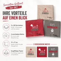 Servietten Grillzeit 3er-SET