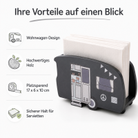 Serviettenhalter Vanlife Schwarz 17 x 6 x 10 cm
