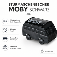 MOBY Sturmaschenbecher schwarz aus Metall – Aschenbecher im Van-Design