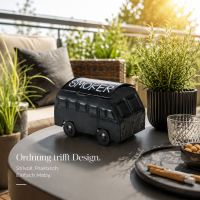 MOBY Sturmaschenbecher schwarz aus Metall – Aschenbecher im Van-Design