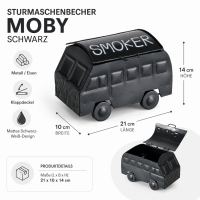 MOBY Sturmaschenbecher schwarz aus Metall – Aschenbecher im Van-Design