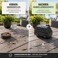 MOBY Sturmaschenbecher schwarz aus Metall – Aschenbecher im Van-Design