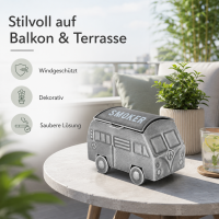 Sturmaschenbecher Moby Silber im Retro-Van-Design