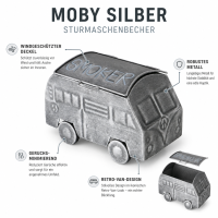 Sturmaschenbecher Moby Silber im Retro-Van-Design