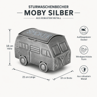Sturmaschenbecher Moby Silber im Retro-Van-Design