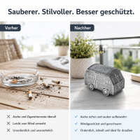 Sturmaschenbecher Moby Silber im Retro-Van-Design