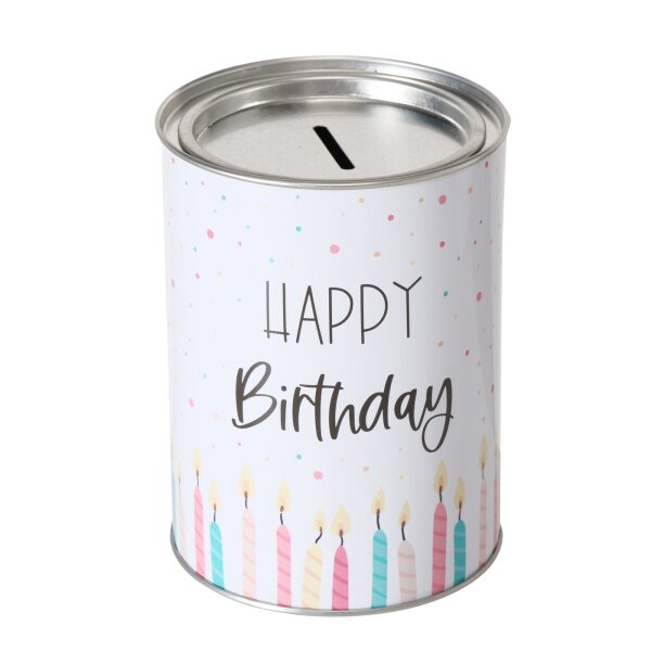 Spardose Happy Birthday Kerzen 14 x 10 cm