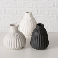 Deko Vase im 3er Set aus Keramik Mattes Design Schwarz,...