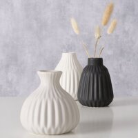 Deko Vase im 3er Set aus Keramik Mattes Design Schwarz, Weiß & Grau