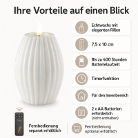 LED Gerillte Kerze 7,5 x 10 cm