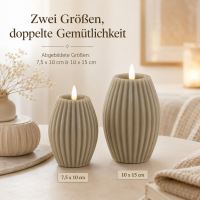 LED Gerillte Kerze Sand 10 x 15 cm