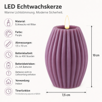 LED Gerillte Kerze 7,5 x 10 cm