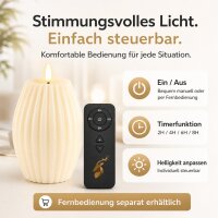 LED Kerze Gerillt Creme 10 x 15 cm