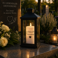 LED Grabkerze Deluxe Homeart Trauerkerze Indoor und Outdoor Wasserdicht IP 44- ( In liebevoller Erinnerung )