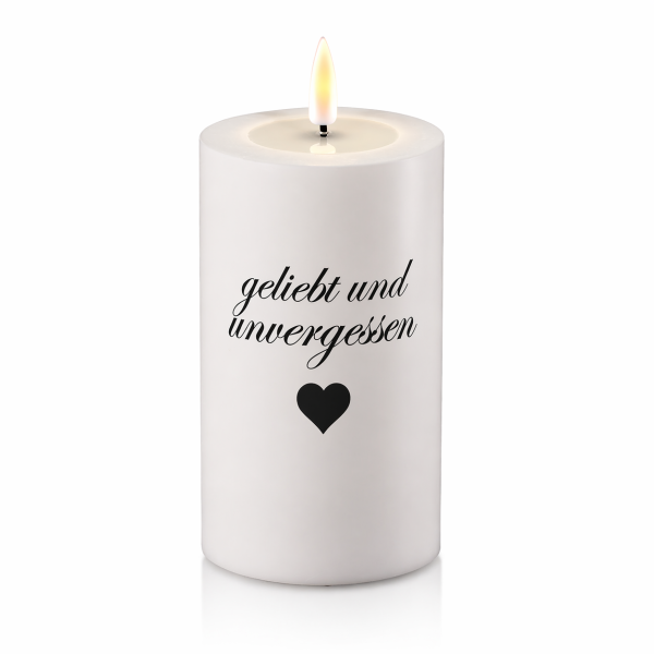LED Grabkerze Deluxe Homeart Trauerkerze Indoor und Outdoor Wasserdicht IP 44- ( Geliebt und unvergessen )