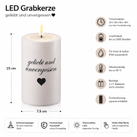 LED Grabkerze Deluxe Homeart Trauerkerze Indoor und Outdoor Wasserdicht IP 44- ( Geliebt und unvergessen )