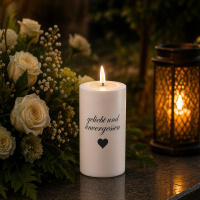 LED Grabkerze Deluxe Homeart Trauerkerze Indoor und Outdoor Wasserdicht IP 44- ( Geliebt und unvergessen )