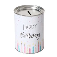 Spardose 14 verschiedene Designs - mit abnehmbarem Deckel - 14 x 10 cm Happy Birthday Kerzen