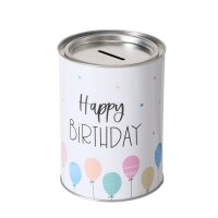 Spardose 14 verschiedene Designs - mit abnehmbarem Deckel - 14 x 10 cm Happy Birthday Ballons