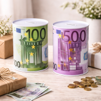 Jumbo-Metall-Spardose, 100 €-Note, ca. 22 x 15 cm S/L