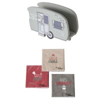 Serviettenhalter Vanlife Grau + 3er-SET Servietten Grillzeit