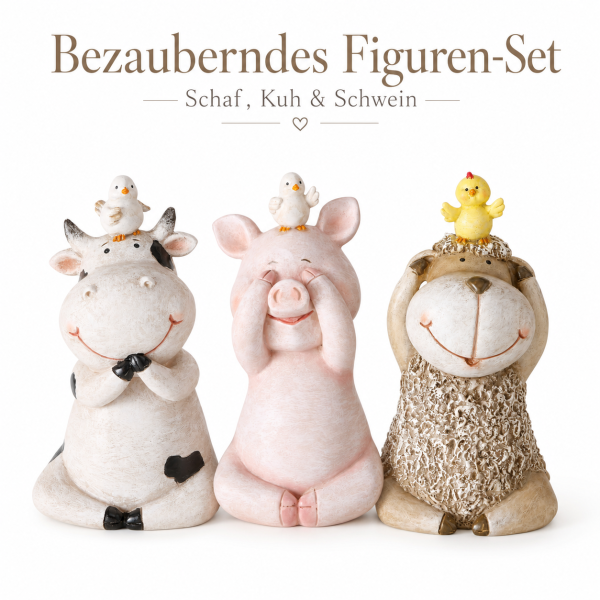 Boltze Home Figuren Set Enzo - Kuh Schwein Schaf