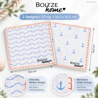 Maritime Servietten 16,5x16,5cm Weiß - Papier Hellblau Anker Deko