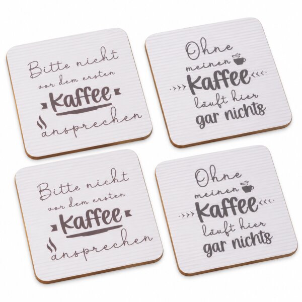 Kaffee Untersetzer Set 3mm 10,5cm Weiß Off-White MDF für Tassen