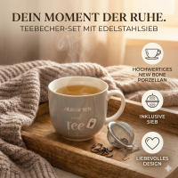 Boltze Teebecher mit Sieb - Abwarten und Tee trinken