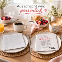 Quadratische Servietten 16,5x16,5cm Weiß Rot Papier mit Schriftzug