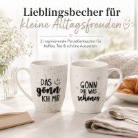 Kaffeebecher Set 2er „Gönn dir was Schönes“ – Porzellan, je 350 ml