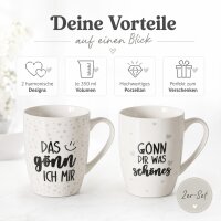 Kaffeebecher Set 2er „Gönn dir was Schönes“ – Porzellan, je 350 ml