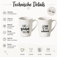 Kaffeebecher Set 2er „Gönn dir was Schönes“ – Porzellan, je 350 ml