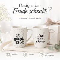 Kaffeebecher Set 2er „Gönn dir was Schönes“ – Porzellan, je 350 ml
