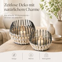 Boltze Windlicht Korb Lugo 2er-Set Natur/Schwarz