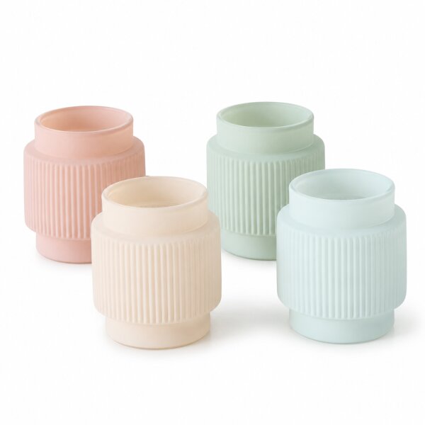 Boltze Windlicht Gladys 4er-Set Pastellfarben